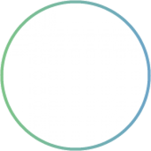 White circle with a green/blue border