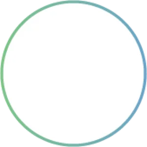 White circle with a green/blue border