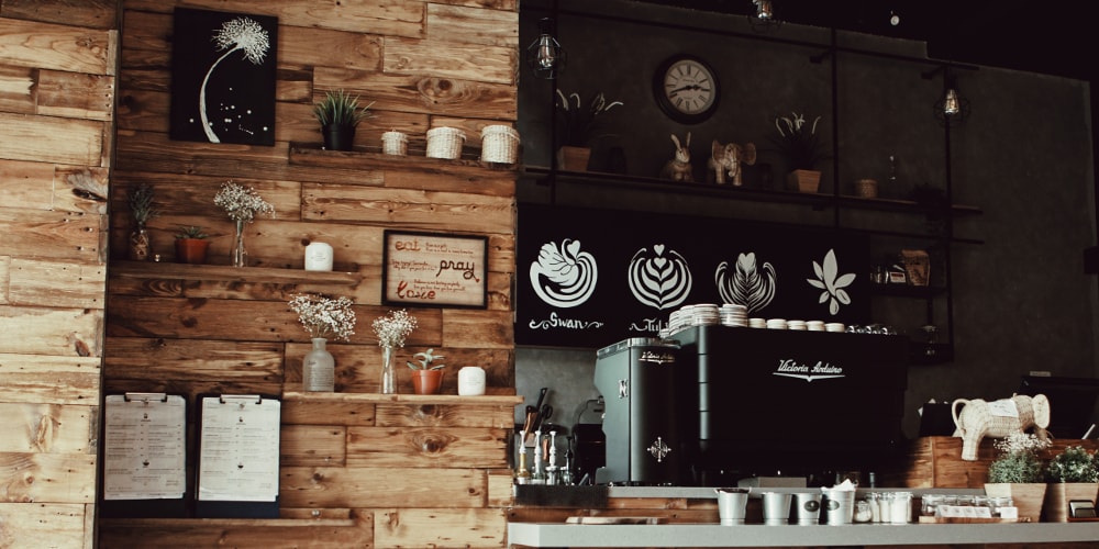 newly fitted out coffee shop featuring commercial coffee machine