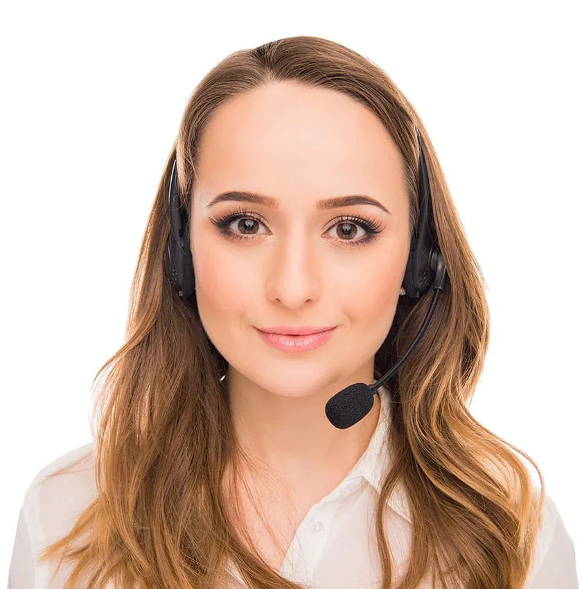headset-woman A friendly customer adviser wearing a headset