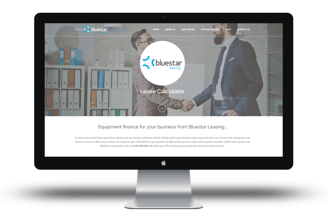 mac1 iMac displaying Bluestar's supplier landing page as part of the Partner Programme