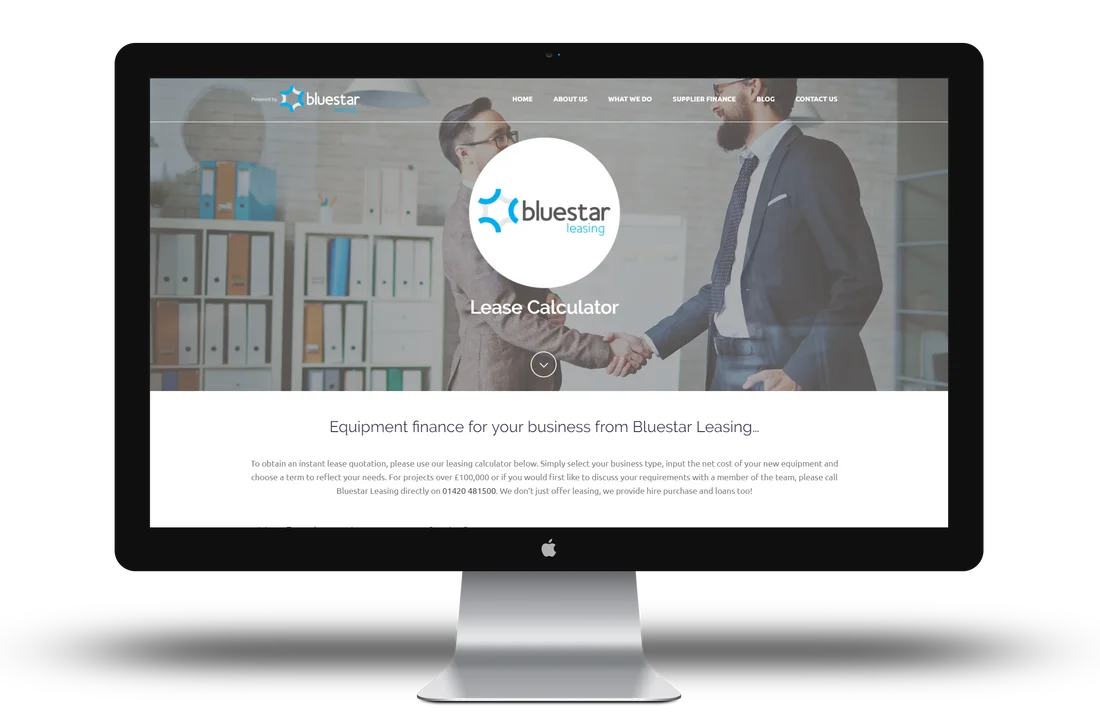 iMac displaying Bluestar's supplier landing page as part of the Partner Programme