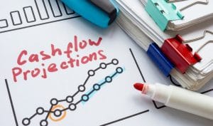 A diagram of cash flow projections for a small business